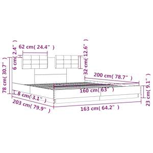 Rám postele s čelem bílý 160 x 200 cm kompozitní dřevo - obrázek 9