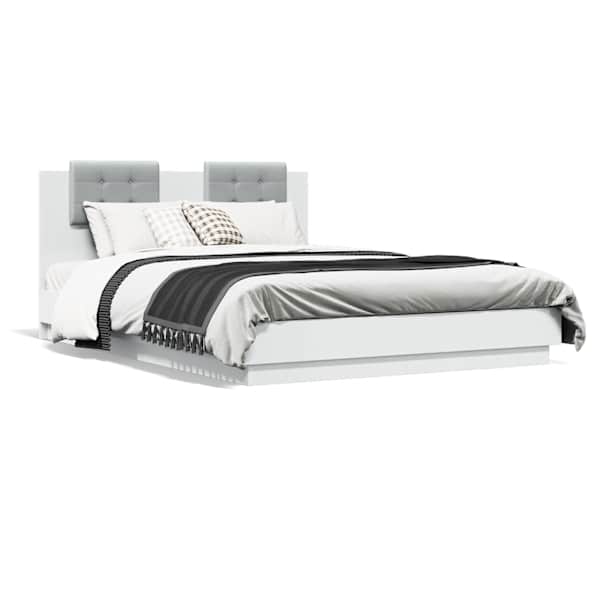 vidaXL voodiraam peatsiga, valge, 150 x 200 cm, tehispuit