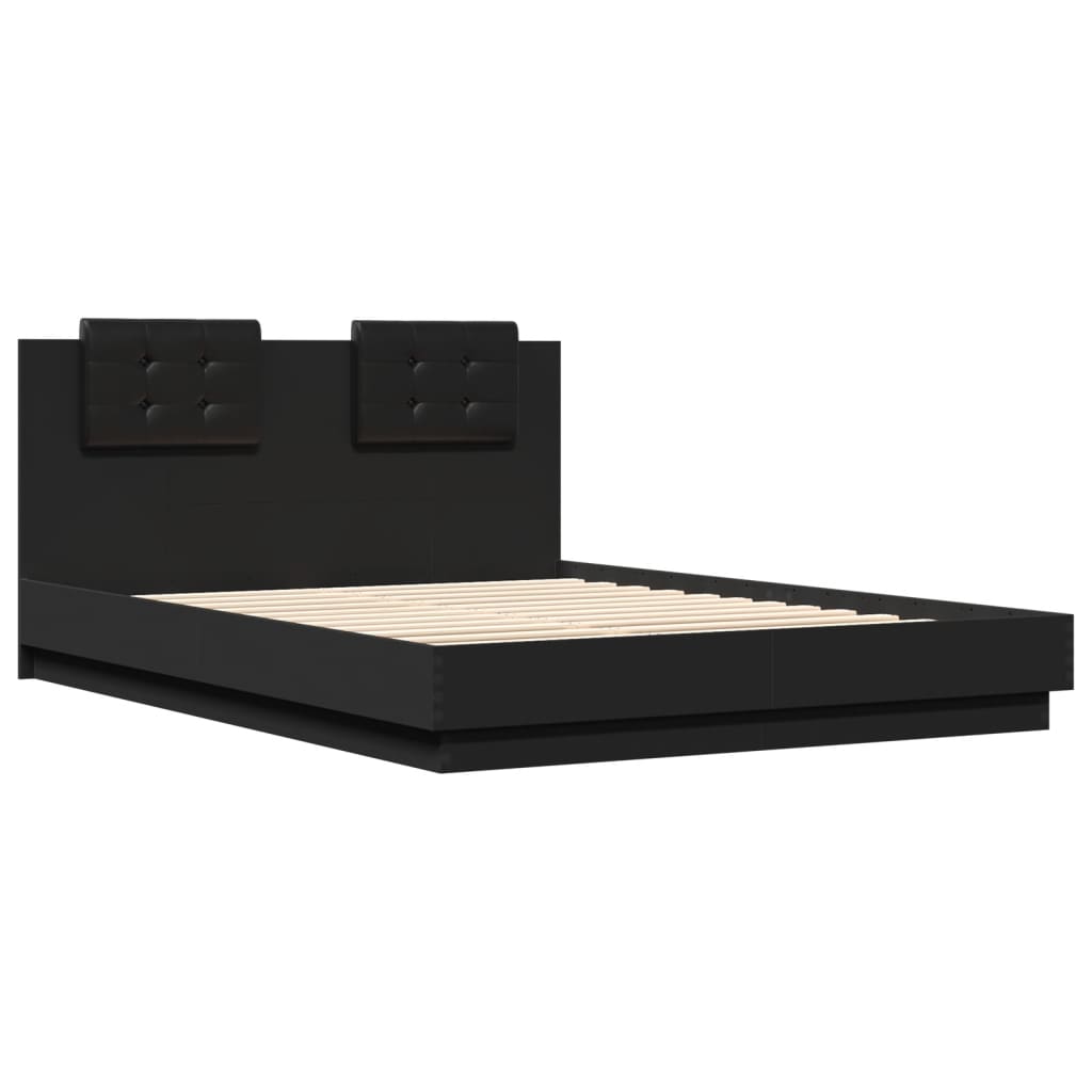 vidaXL Bedframe met hoofdbord bewerkt hout zwart 120x200 cm afbeelding