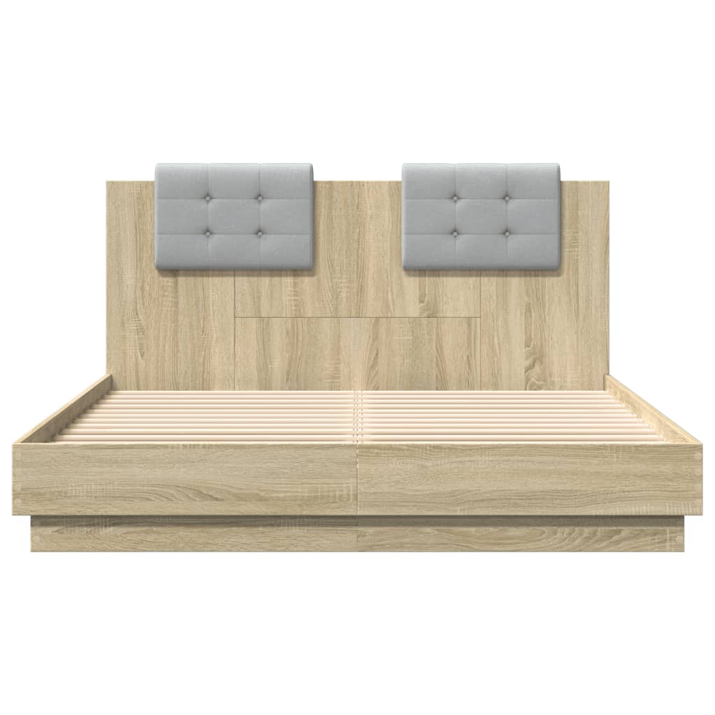 vidaXL Bedframe met hoofdeinde bewerkt hout sonoma eiken 120x200 cm, foto 4