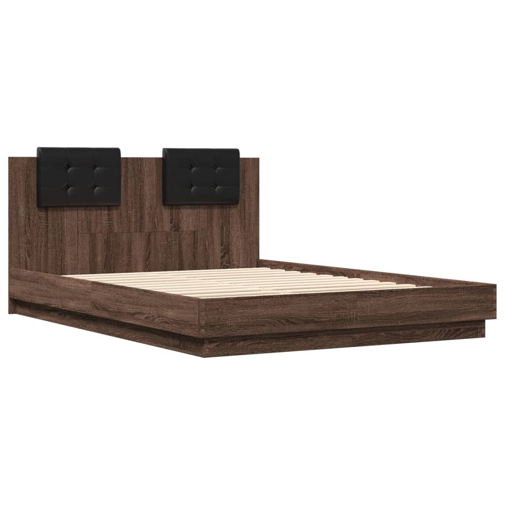 vidaXL Bedframe met hoofdeinde bewerkt hout bruineikenkleur 120x200 cm afbeelding