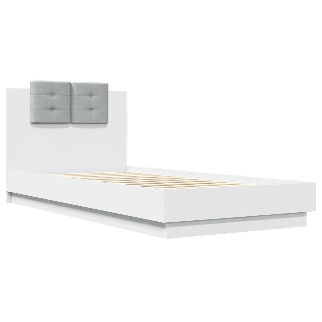 vidaXL Bedframe met hoofdbord bewerkt hout wit 100x200 cm afbeelding