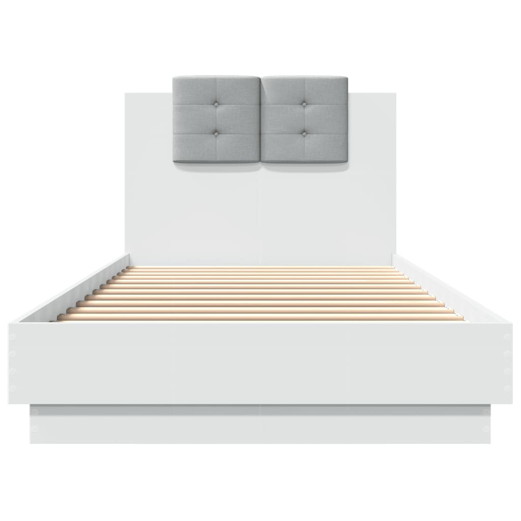 vidaXL Bedframe met hoofdbord bewerkt hout wit 100x200 cm, foto 4