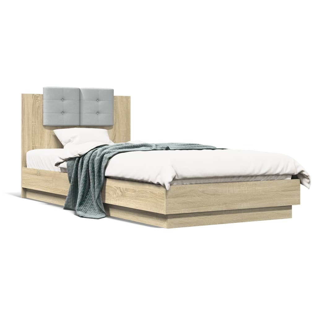 Rám postele s čelem dub sonoma 100 x 200 cm kompozitní dřevo