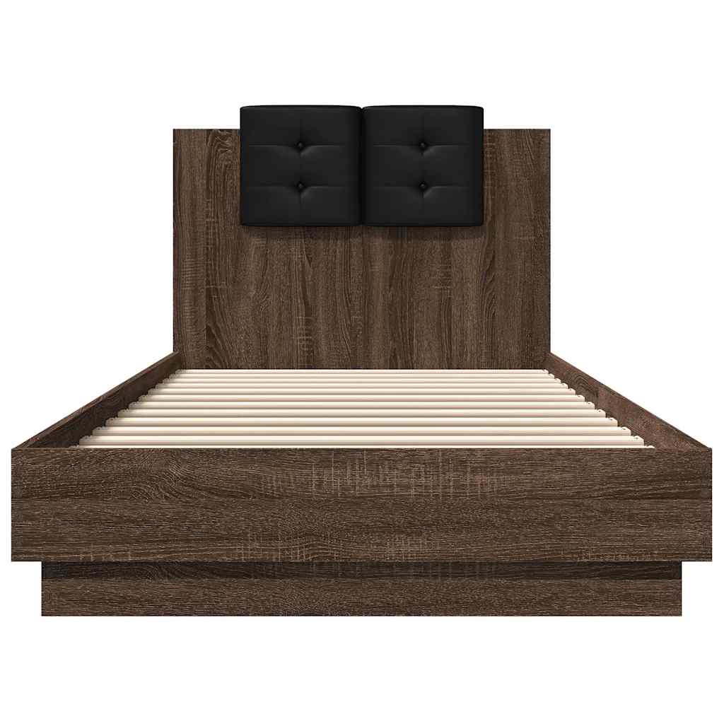 vidaXL Bedframe met hoofdeinde bewerkt hout bruineikenkleur 100x200 cm, foto 4