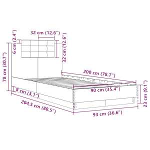 Rám postele s čelem bílý 90 x 200 cm kompozitní dřevo - obrázek 9