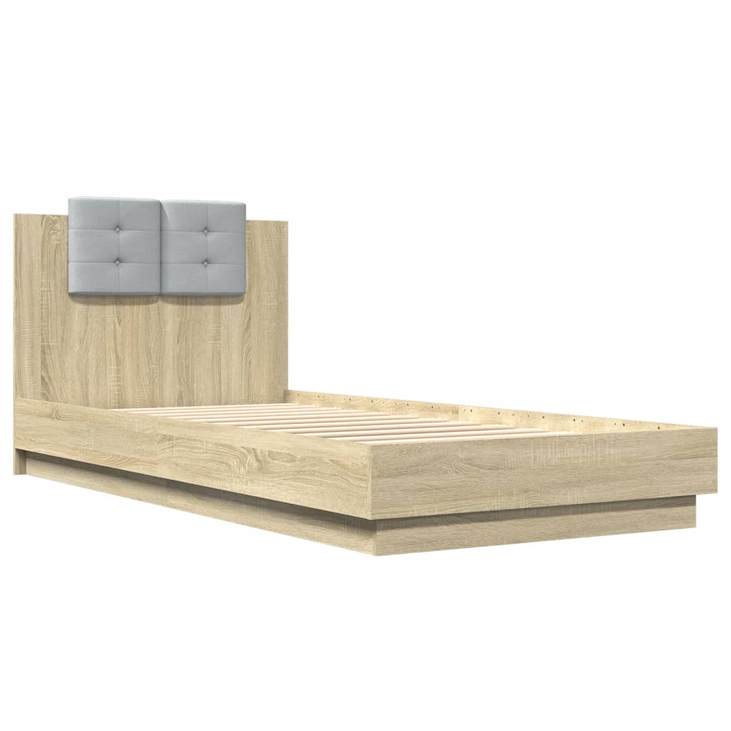 vidaXL Bedframe met hoofdeinde bewerkt hout sonoma eiken 100x200 cm afbeelding