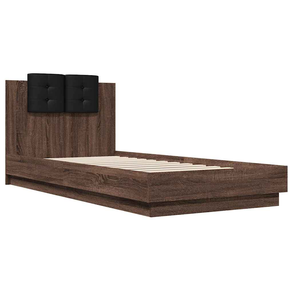 vidaXL Bedframe met hoofdeinde bewerkt hout bruineikenkleur 90x200 cm, foto 3