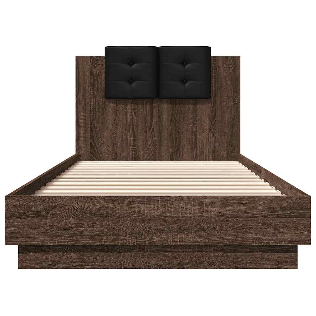 vidaXL Bedframe met hoofdeinde bewerkt hout bruineikenkleur 90x200 cm, foto 4