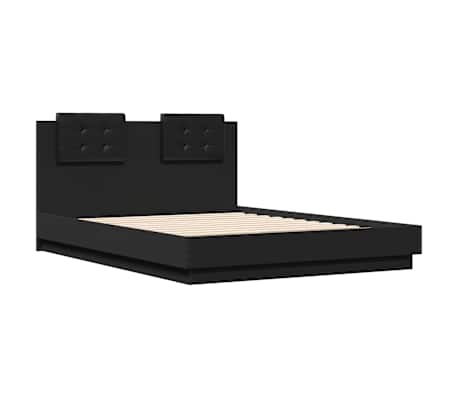 vidaXL Estructura cama con cabecero madera ingeniería negro 140x190 cm