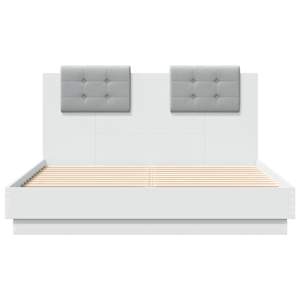 Rám postele s čelem bílý 135 x 190 cm kompozitní dřevo - obrázek 4