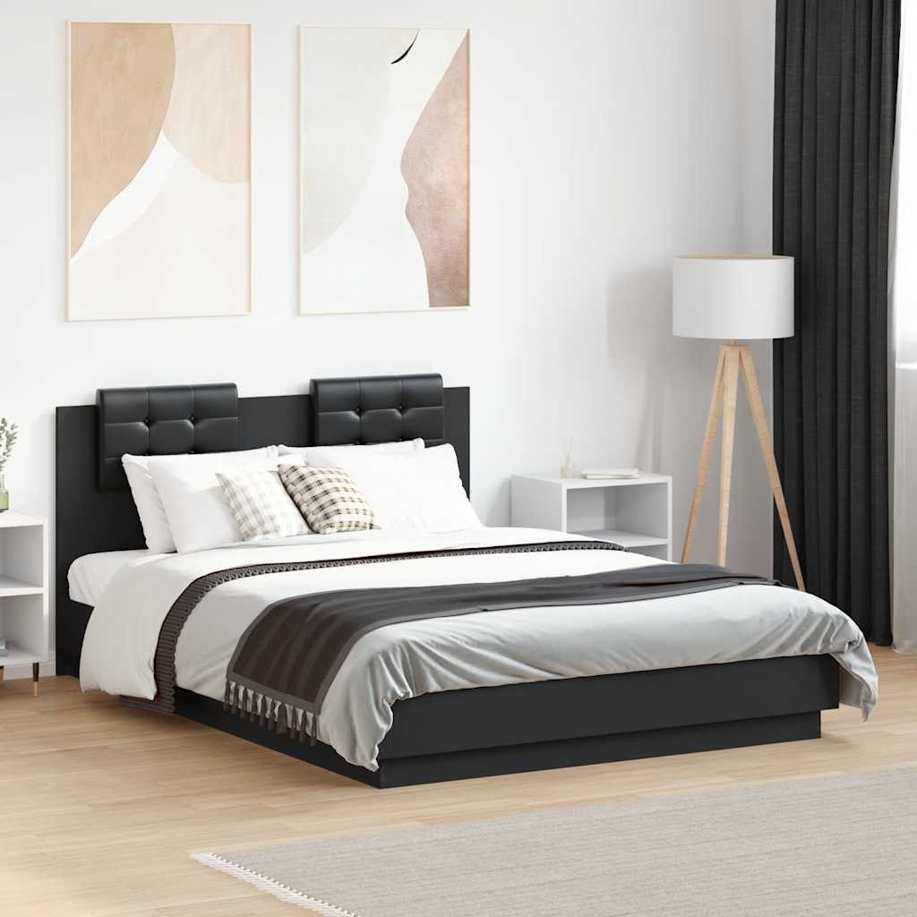 vidaXL Sengeramme med hodegavl svart 120x190 cm konstruert tre
