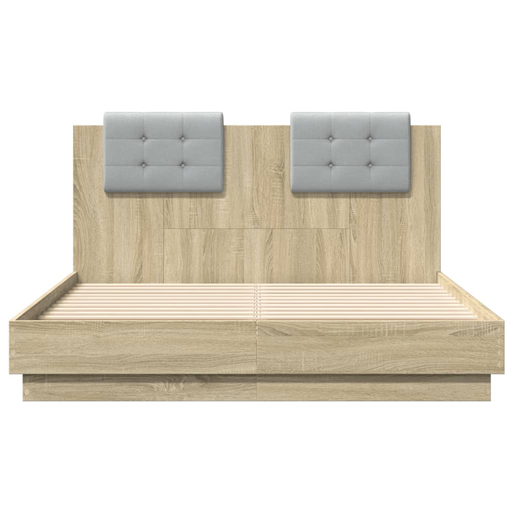 vidaXL Bedframe met hoofdeinde bewerkt hout sonoma eiken 120x190 cm, foto 4