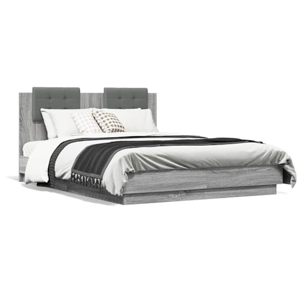 vidaXL voodiraam peatsiga, hall Sonoma tamm, 120 x 190 cm, tehispuit