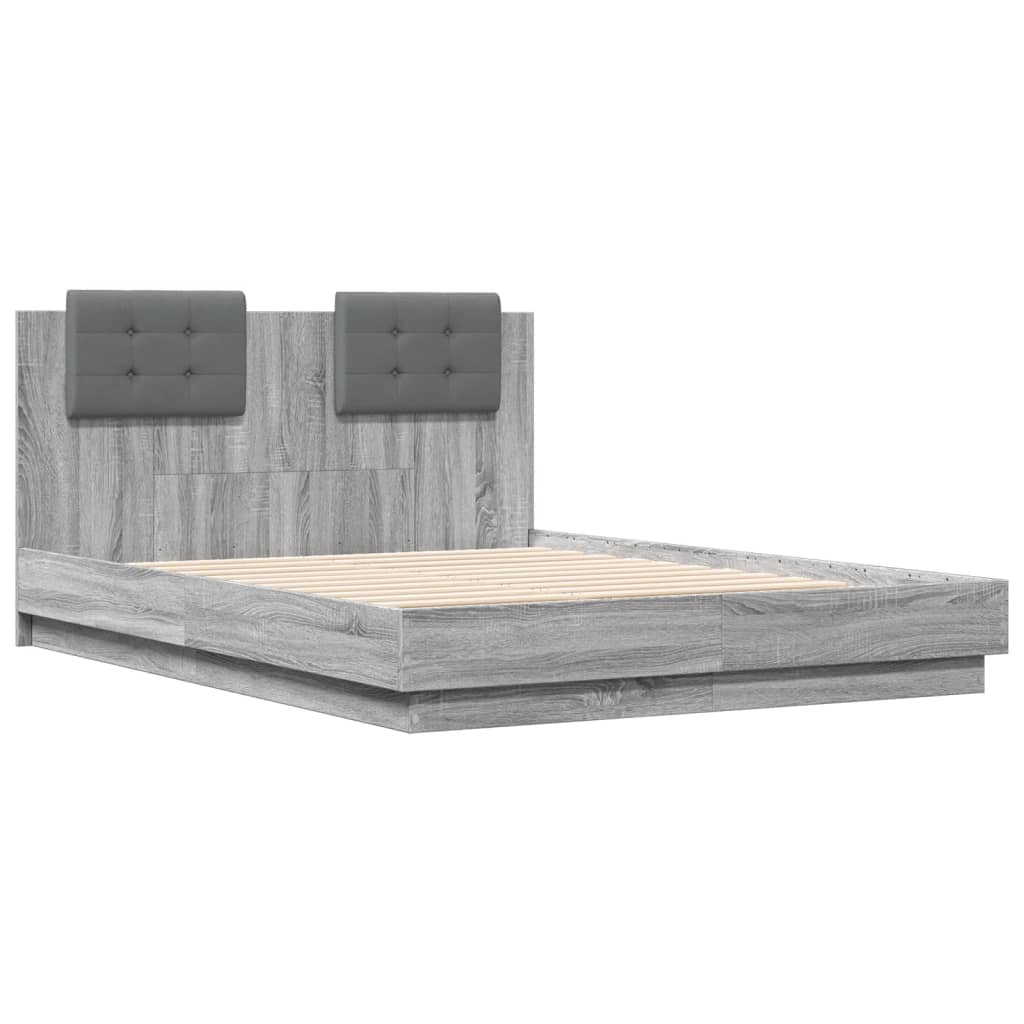vidaXL Bedframe met hoofdeinde grijs sonoma eiken 120x190 cm afbeelding