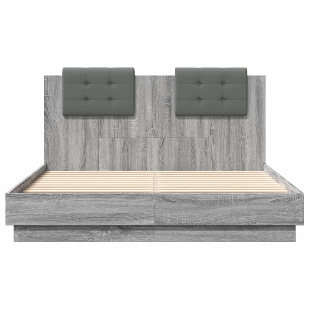 vidaXL Bedframe met hoofdeinde grijs sonoma eiken 120x190 cm, foto 4