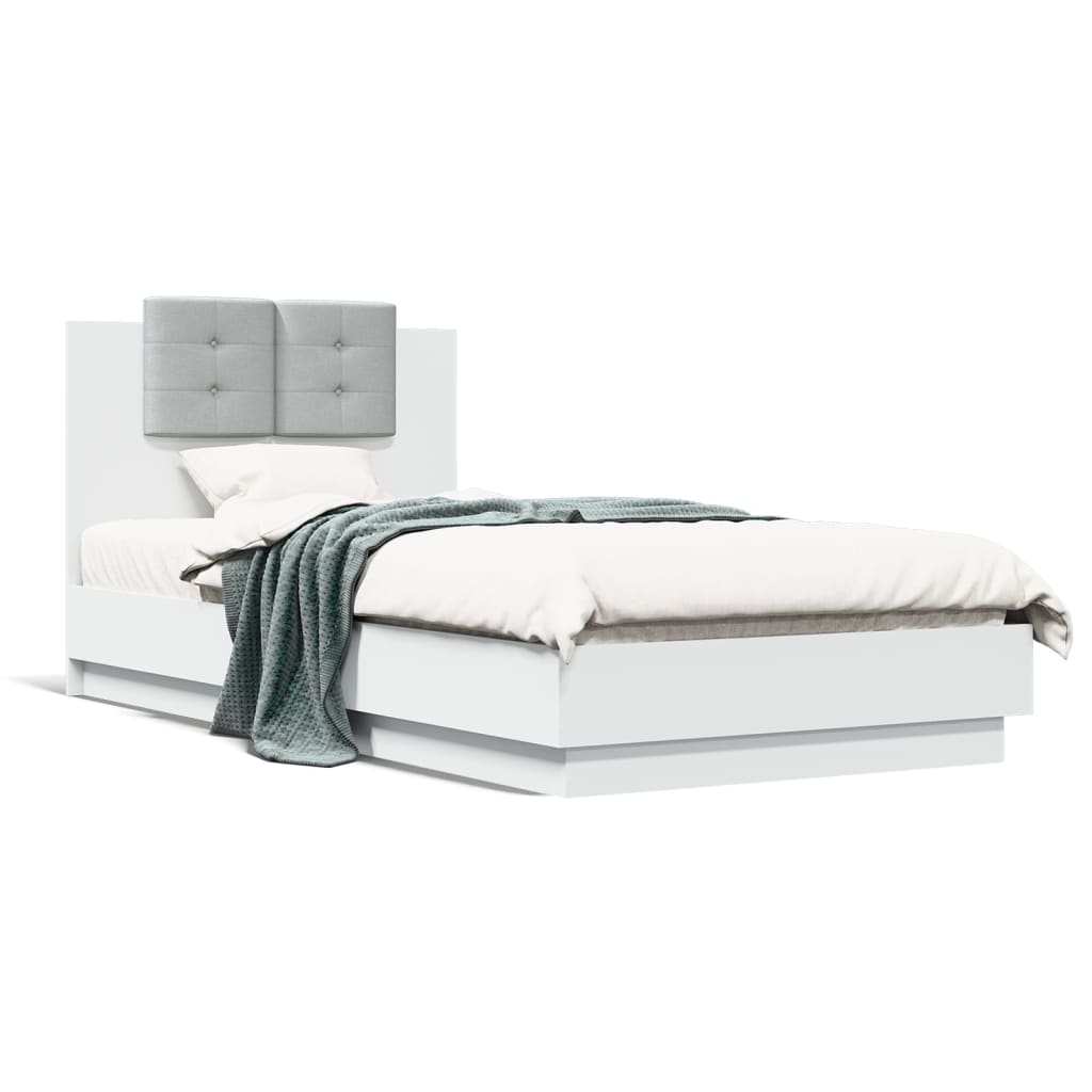 Rám postele s čelem bílý 90 x 190 cm kompozitní dřevo