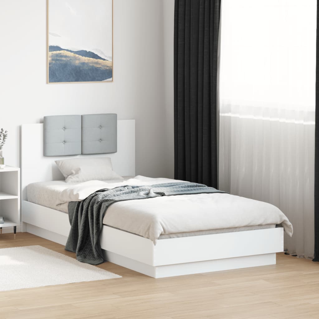 vidaXL Estrutura de cama c/ cabeceira 90x190 cm deriv. madeira branco