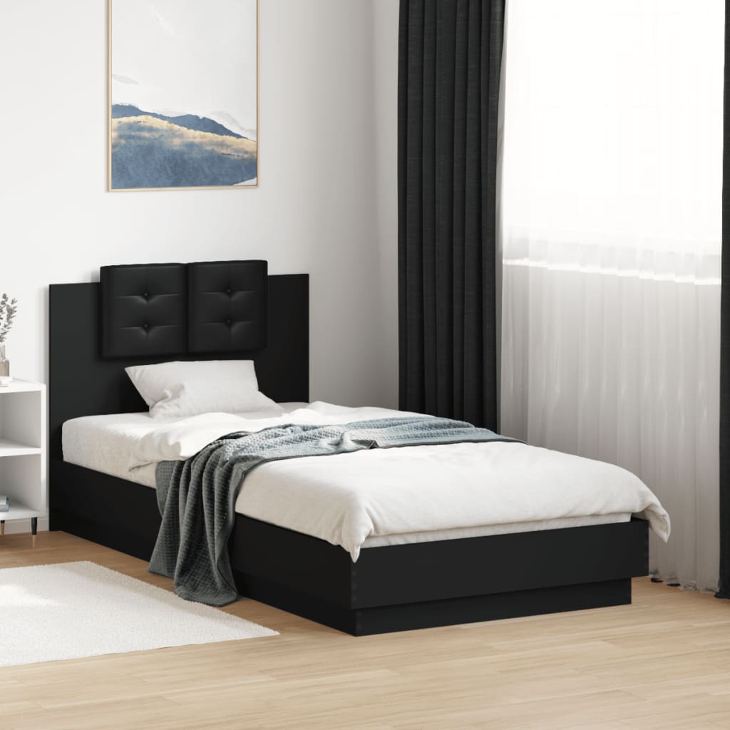 vidaXL Sengeramme med hodegavl svart 90x190 cm konstruert tre