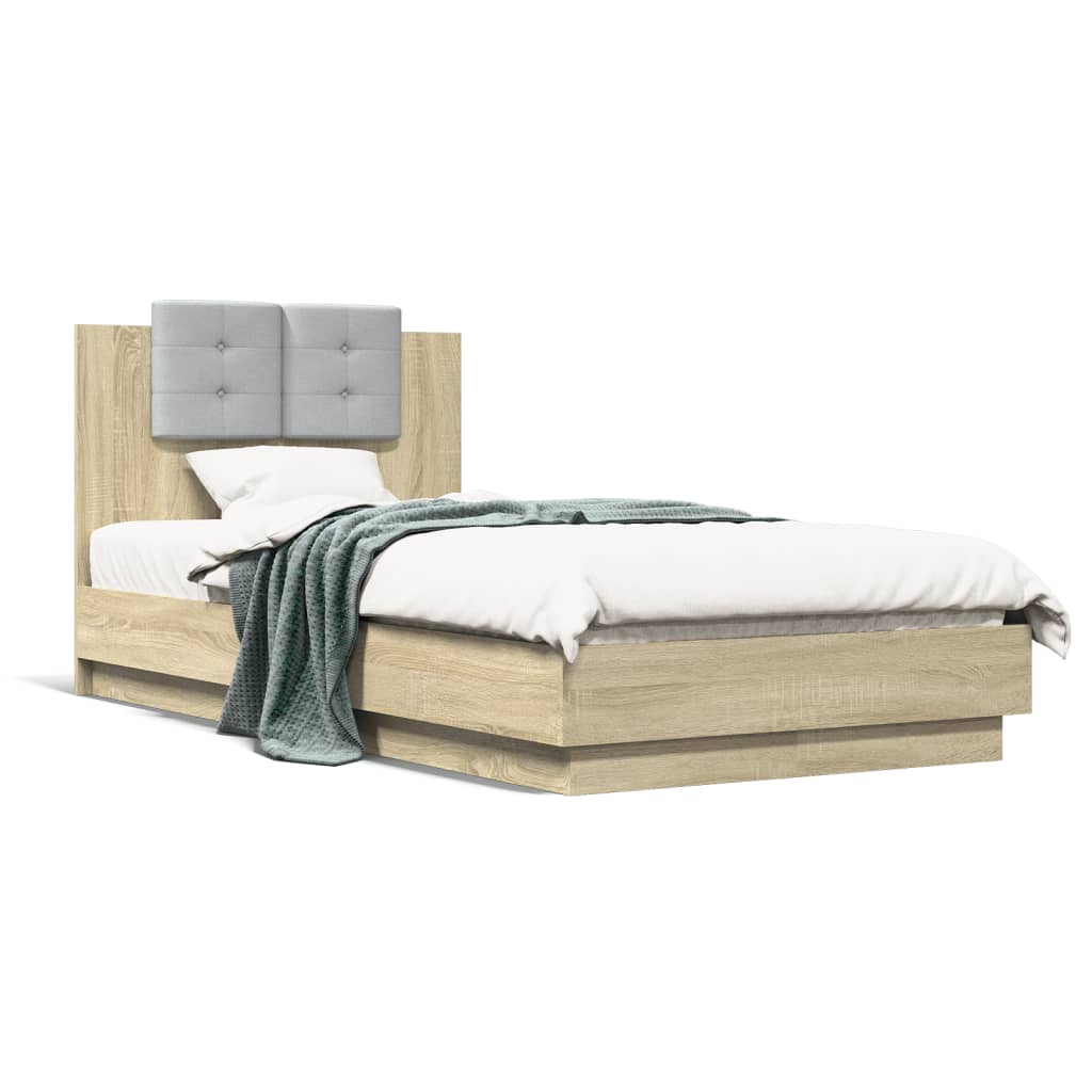 Rám postele s čelem dub sonoma 90 x 190 cm kompozitní dřevo