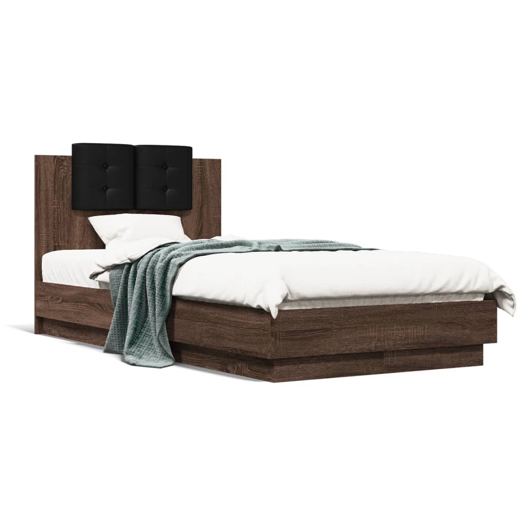 Rám postele s čelem hnědý dub 90 x 190 cm kompozitní dřevo