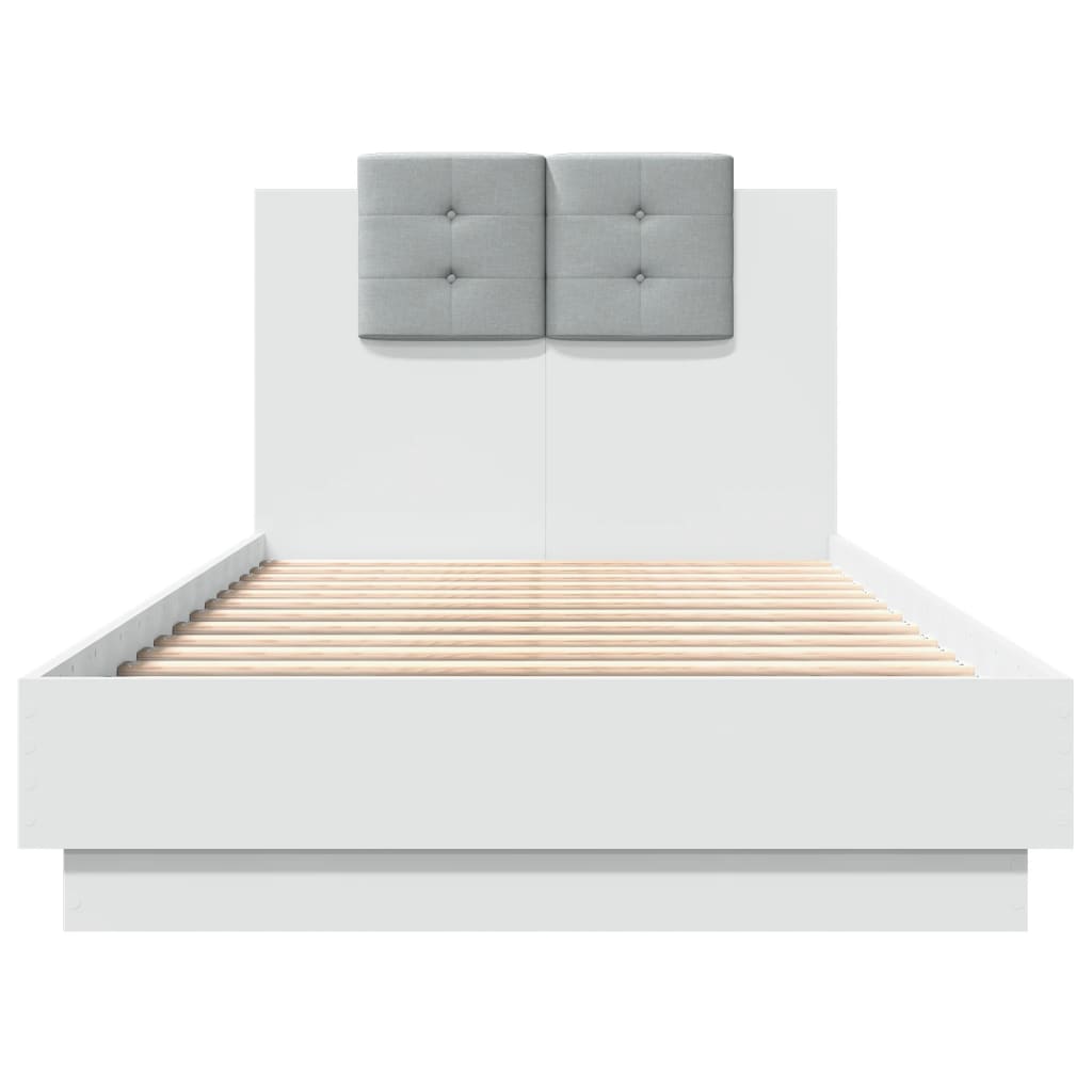 vidaXL Bedframe met hoofdbord bewerkt hout wit 75x190 cm, foto 4