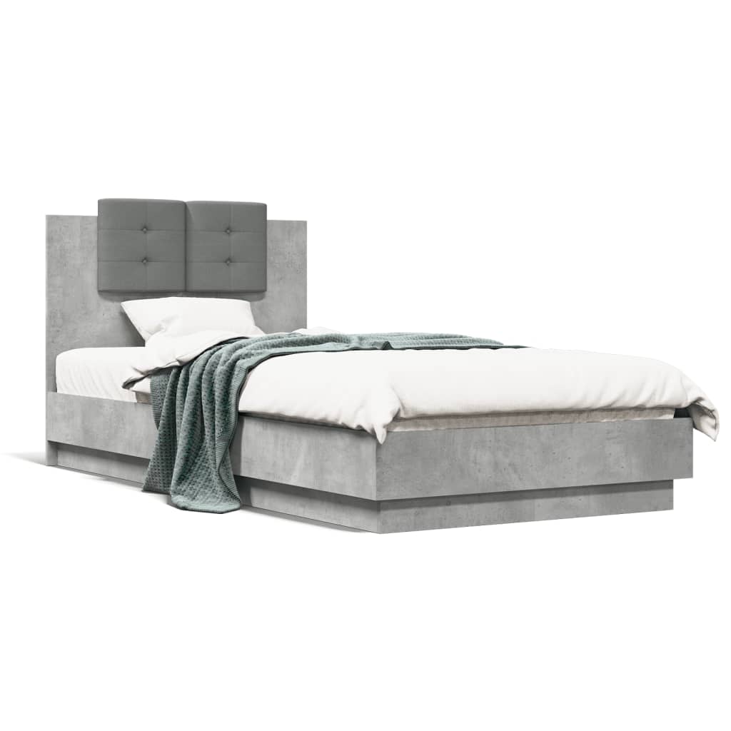 Rám postele s čelem betonově šedý 75 x 190 cm kompozitní dřevo