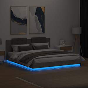 Rám postele s čelem a LED osvětlením betonově šedý 200x200 cm - obrázek 4