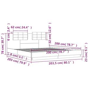 Rám postele s čelem a LED osvětlením kouřový dub 200x200 cm - obrázek 14