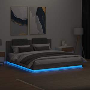 Rám postele s čelem a LED osvětlením šedý sonoma 200x200 cm - obrázek 4