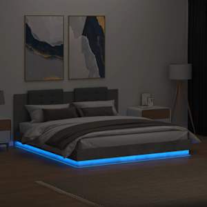 Rám postele s čelem a LED osvětlením betonově šedý 180x200 cm - obrázek 4