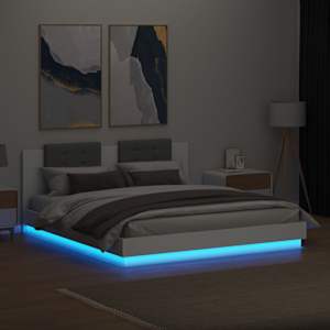Rám postele s čelem a LED osvětlením bílý 160x200 cm - obrázek 4