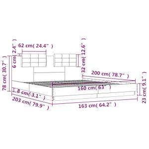 Rám postele s čelem a LED osvětlením dub sonoma 160x200 cm - obrázek 14