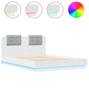 Rám postele s čelem a LED osvětlením bílý 150 x 200 cm - obrázek 2