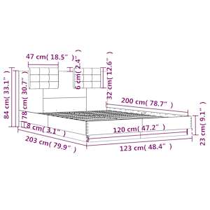 Rám postele s čelem a LED osvětlením dub sonoma 120 x 200 cm - obrázek 14