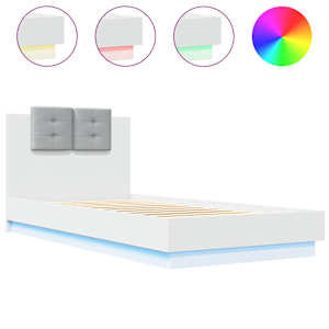 Rám postele s čelem a LED osvětlením bílý 100 x 200 cm - obrázek 2