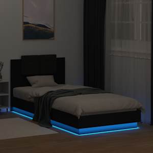 Rám postele s čelem a LED osvětlením černý 100 x 200 cm - obrázek 4