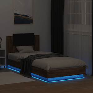 Rám postele s čelem a LED osvětlením hnědý dub 100 x 200 cm - obrázek 4