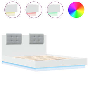 Rám postele s čelem a LED osvětlením bílý 140 x 190 cm - obrázek 2