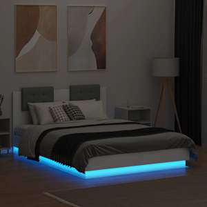 Rám postele s čelem a LED osvětlením bílý 140 x 190 cm - obrázek 4