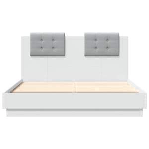 Rám postele s čelem a LED osvětlením bílý 140 x 190 cm - obrázek 6
