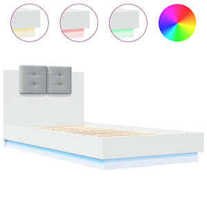 Rám postele s čelem a LED osvětlením bílý 90 x 190 cm - obrázek 2