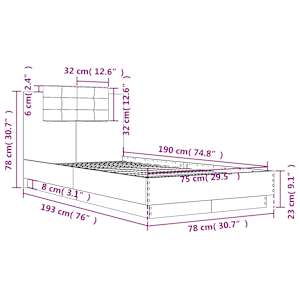 Rám postele s čelem a LED osvětlením bílý 75 x 190 cm - obrázek 14
