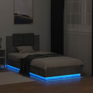 Rám postele s čelem a LED osvětlením betonově šedý 75 x 190 cm - obrázek 5