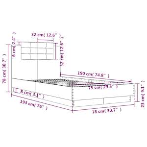 Rám postele s čelem a LED osvětlením šedý sonoma 75 x 190 cm - obrázek 14