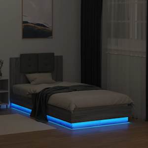 Rám postele s čelem a LED osvětlením šedý sonoma 75 x 190 cm - obrázek 4