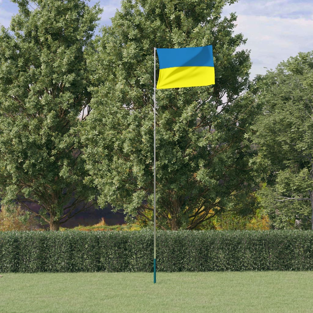 vidaXL Ukrainas flagga och flaggst&aring;ng 5,55 m aluminium