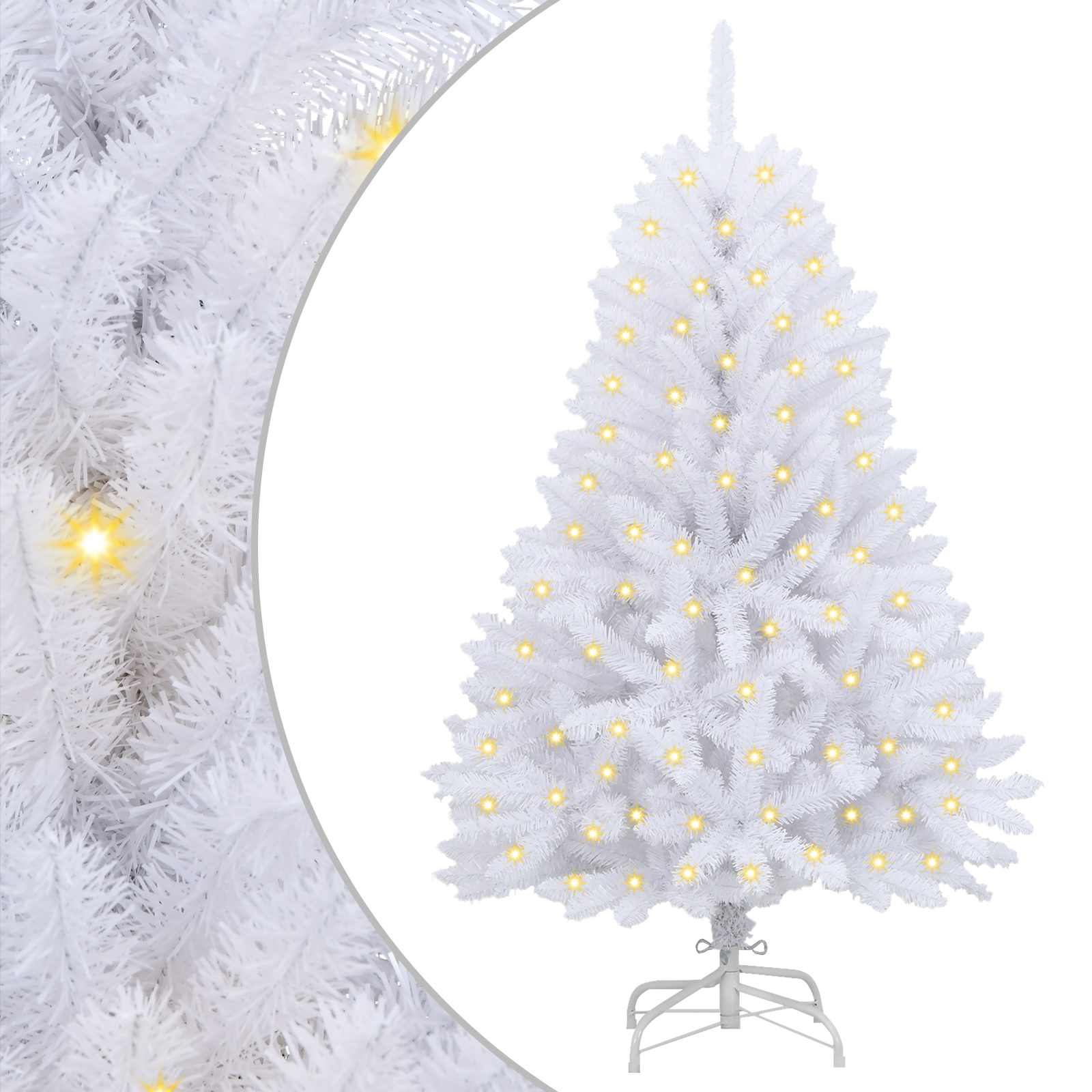 Sapin de Noël artificiel avec 150 LED Blanc 120 cm PVC et métal – Image 2