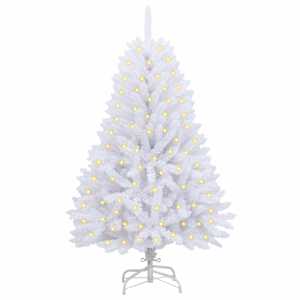 Umělý vánoční stromeček s 150 LED diodami Bílá 120 cm PVC a kov - obrázek 3