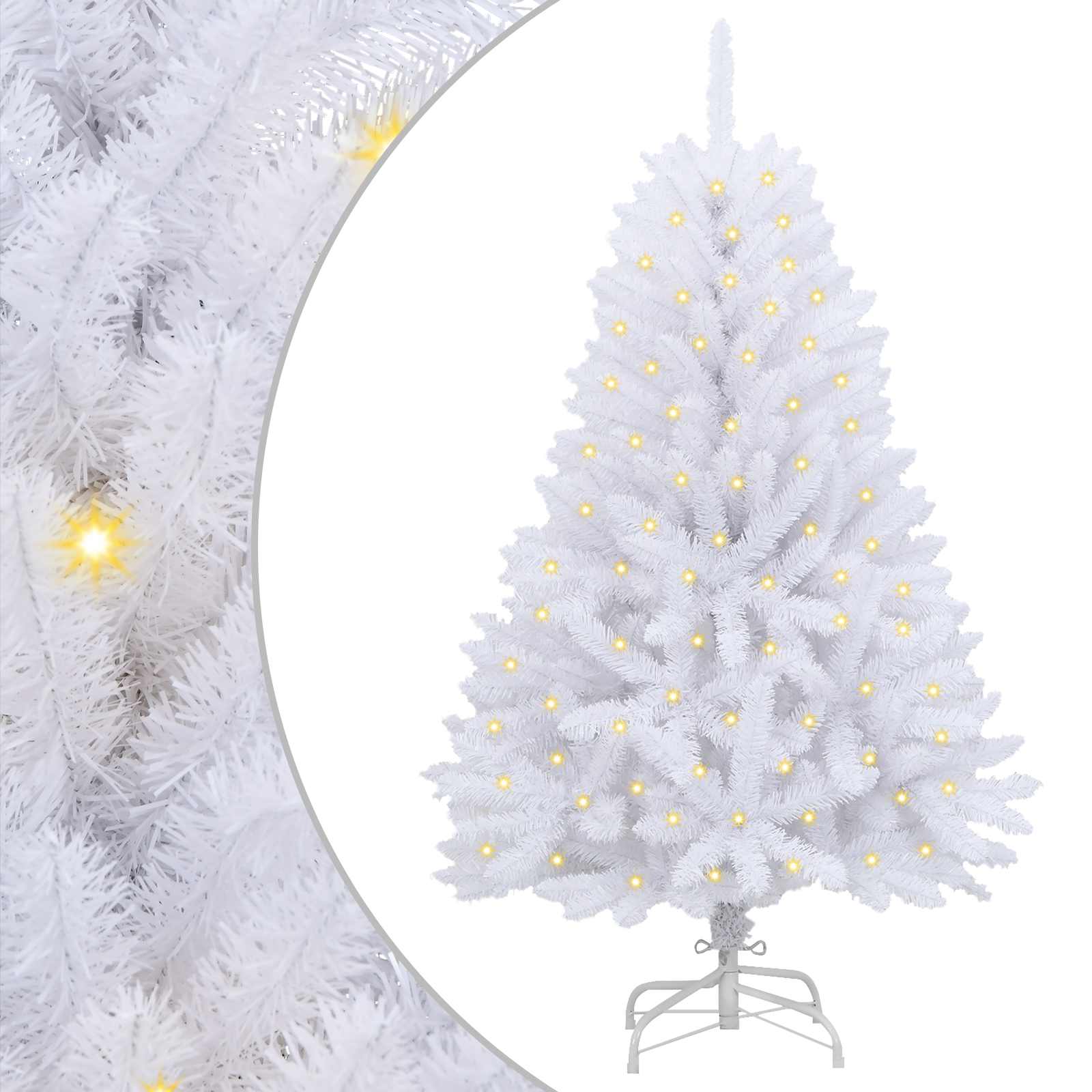 Sapin de Noël artificiel avec 150 LED Blanc 150 cm PVC et métal – Image 2